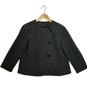 ANNE KLEIN Lambswool Charcoal Gray Swing Jacket Blazer Button Front Size 10